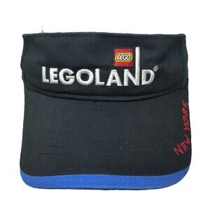 Legoland New York Visor Black One Size Adjustable Hat Strapback Blue Brim Logo